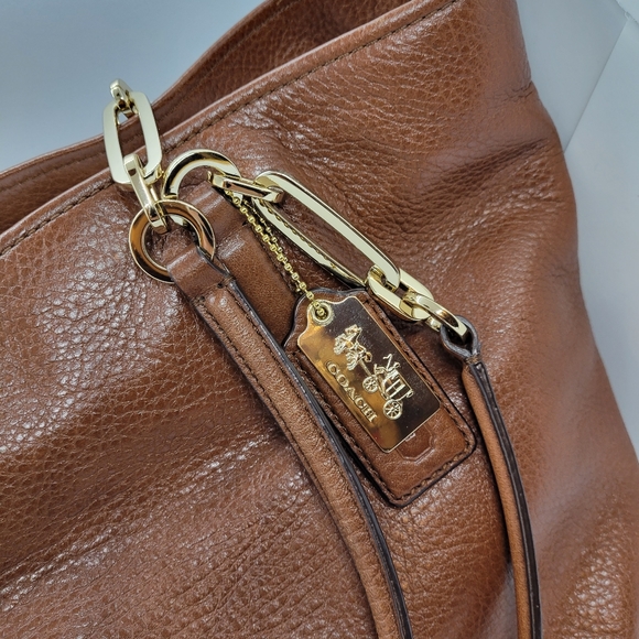 Cognac Pebble Leather COACH Tote Bag - Picture 2 of 16